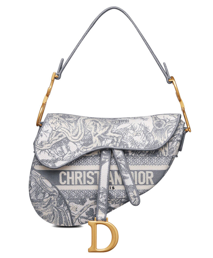 Christian Dior Saddle Bag Canvas Gray